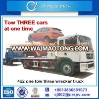 Manufacturer NEW designed "ONE TOWED THREE" wrecker tow truck with double layer of flat plates with hydraulic system